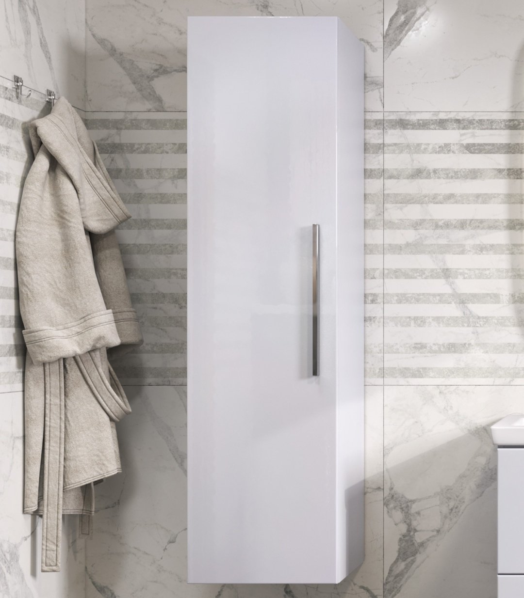 Шкаф-пенал навесной KABINKA.KZ Land, 40x30.2x151 см, белый