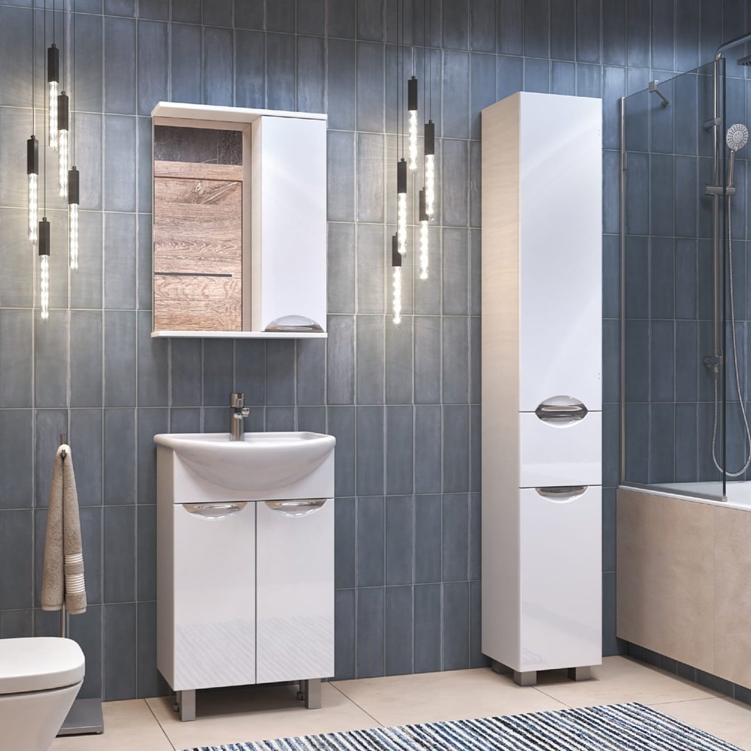 Шкаф зеркальный навесной KABINKA.KZ Callao 50, 50x15.6x70 см, белый