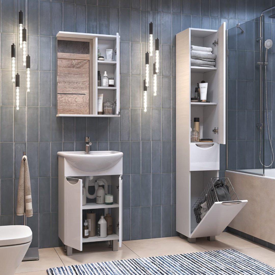 Шкаф зеркальный навесной KABINKA.KZ Callao 50, 50x15.6x70 см, белый