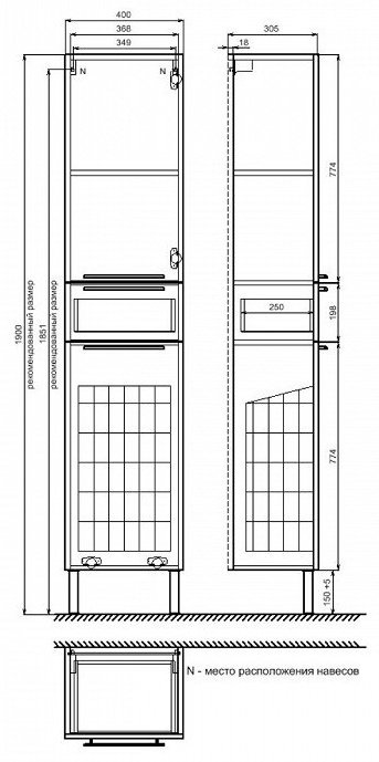 Шкаф напольный IDDIS 36x31x180 см, SEN3600i97 Sena