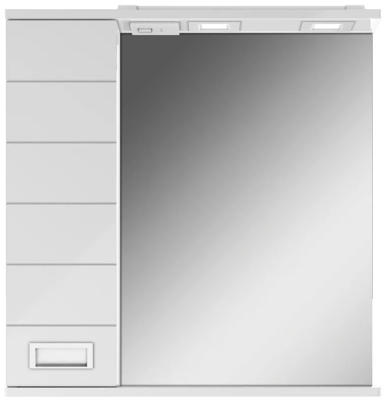 Шкаф зеркальный навесной Домино Cube 65 Эл.левый DC5006HZ, 65.4x14.9x68.8 см, белый