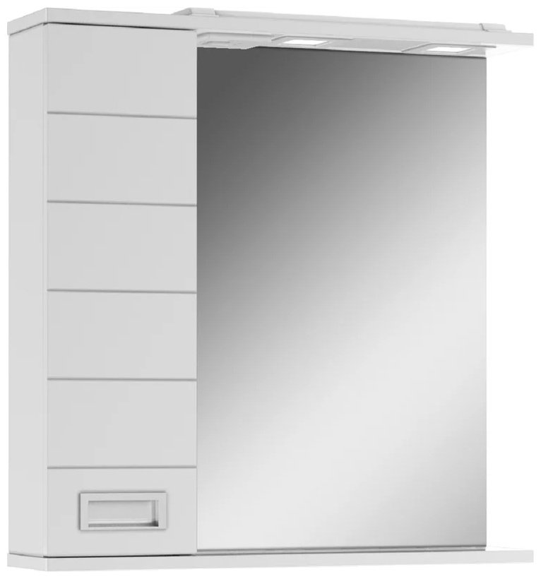 Шкаф зеркальный навесной Домино Cube 65 Эл.левый DC5006HZ, 65.4x14.9x68.8 см, белый