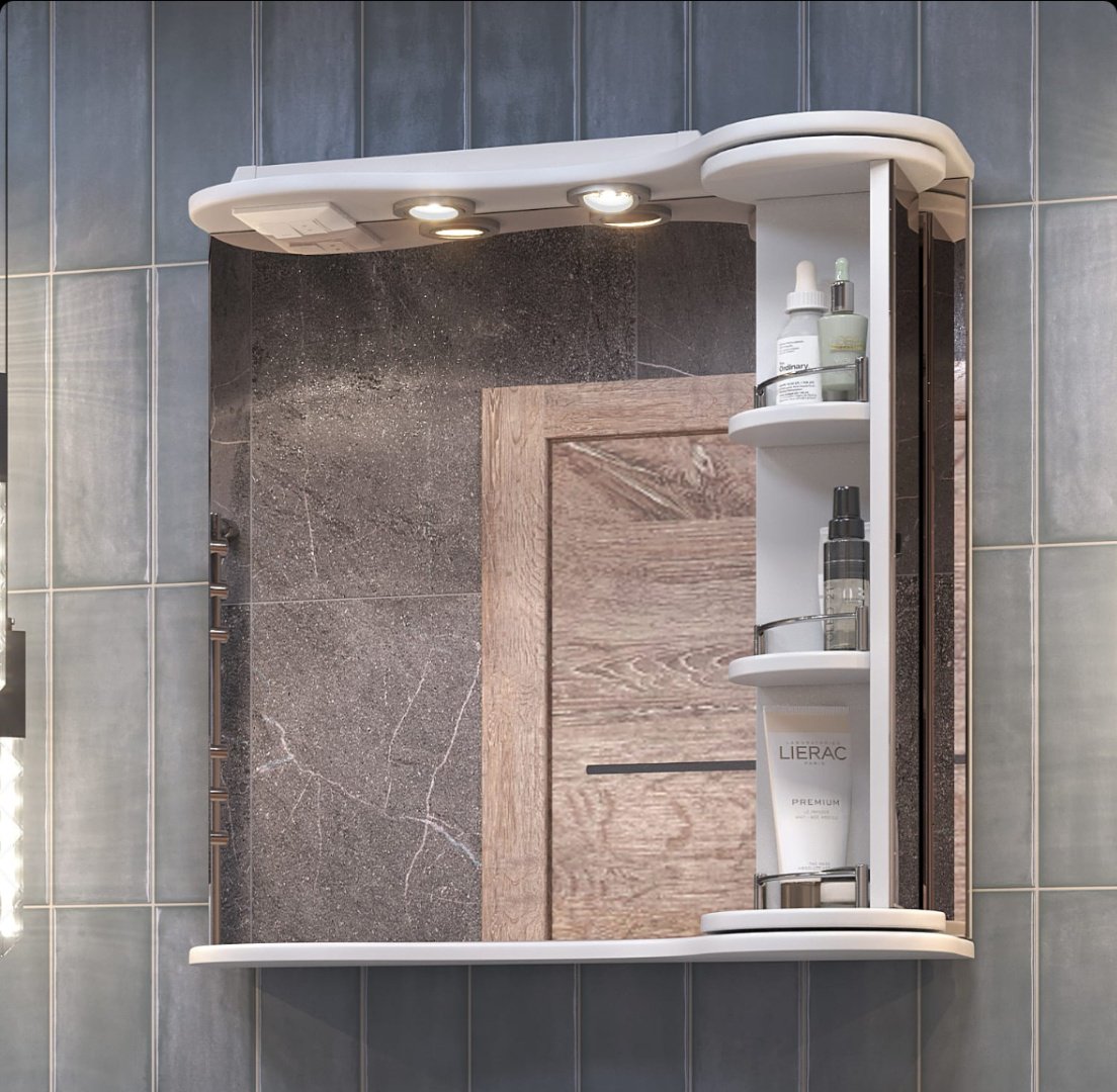 Шкаф зеркальный навесной KABINKA.KZ Callao 700, 70x24x70 см, белый