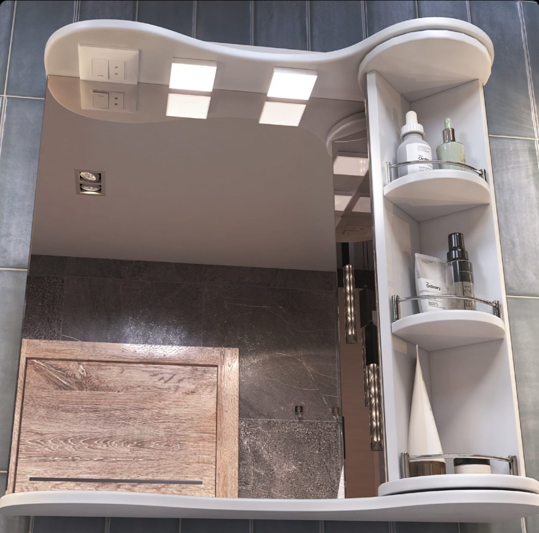 Шкаф зеркальный навесной KABINKA.KZ Callao 700, 70x24x70 см, белый