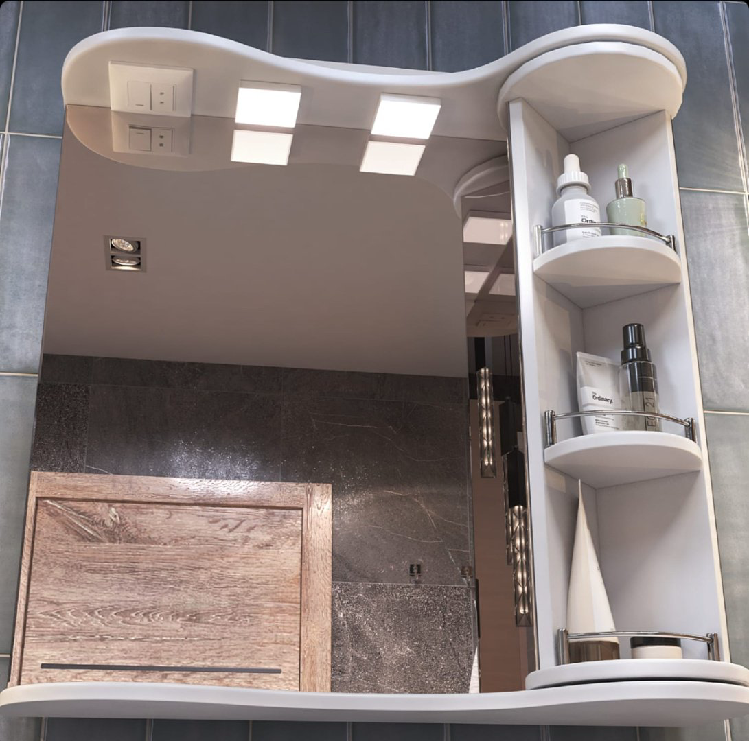 Шкаф зеркальный навесной Kabinka.kz Callao 700 70x24x70см белый купить,NaN