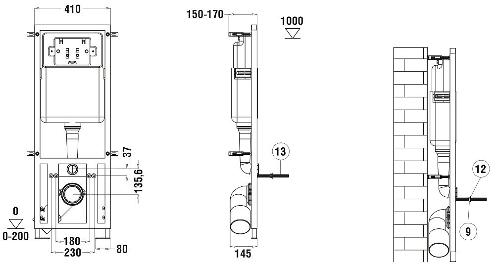 WeltWasser унитаз с инсталляцией Erlenbach 004 GL-WT, санфаянс купить,0