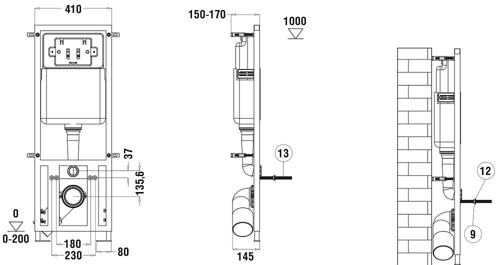 WeltWasser унитаз с инсталляцией Erlenbach 004 GL-WT, санфаянс купить,306200