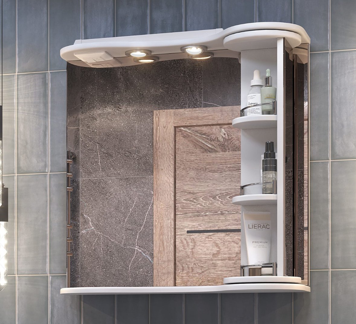 Шкаф зеркальный навесной KABINKA.KZ Callao 700, 70x24x70 см, белый