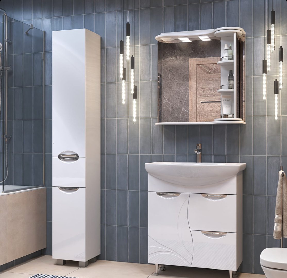 Шкаф зеркальный навесной KABINKA.KZ Callao 700, 70x24x70 см, белый