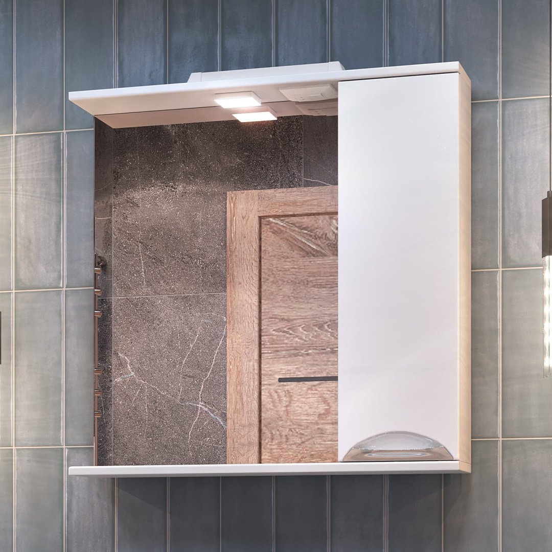 Шкаф зеркальный навесной KABINKA.KZ Callao 700, 70x15x70 см, белый