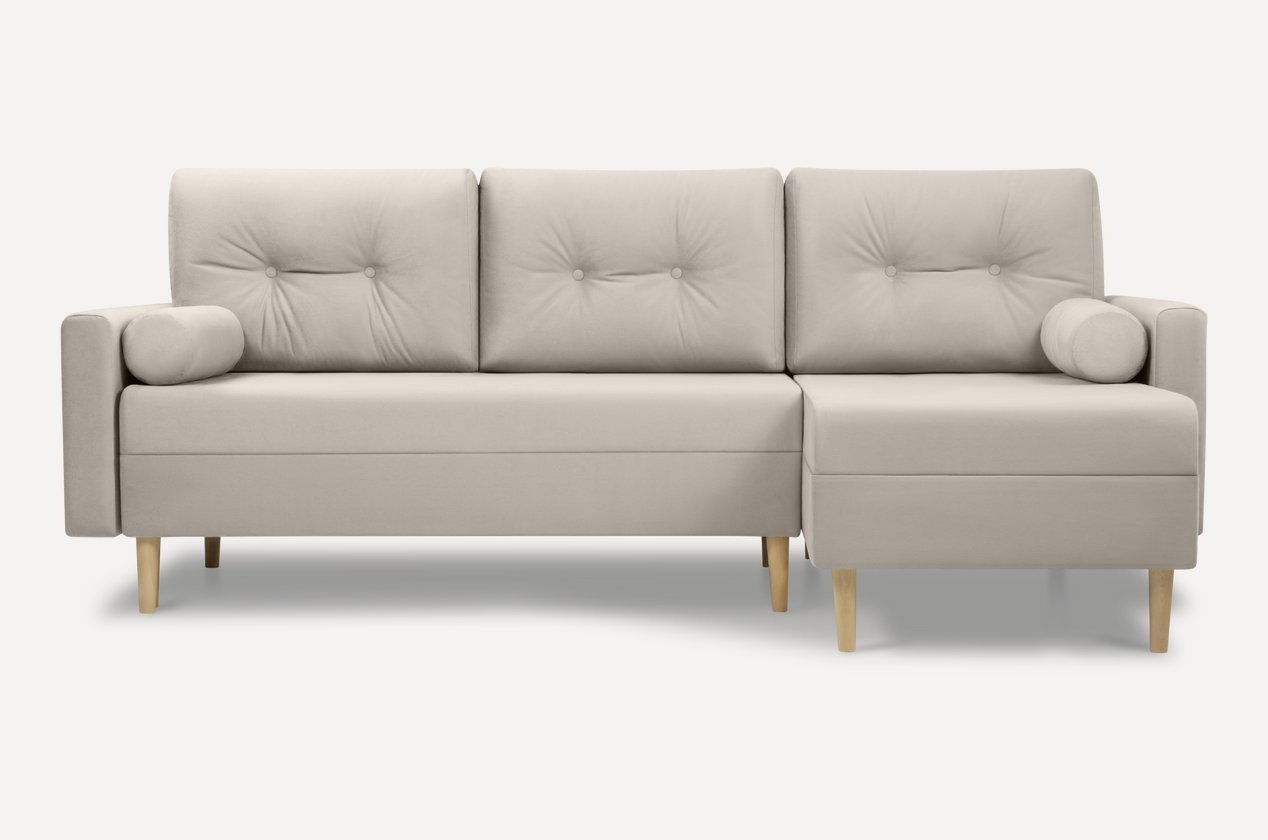 Угловой диван mebel.kz Диван угловой Нумо Velvet Light, 216х134 см, обивка велюр, бежевый