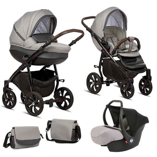 Коляска 3в1 Tutis Nanni Кожа&nbsp;022 Grey/Dark Grey купить,NaN