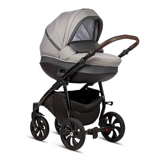 Коляска 3в1 Tutis Nanni Кожа&nbsp;022 Grey/Dark Grey купить,NaN