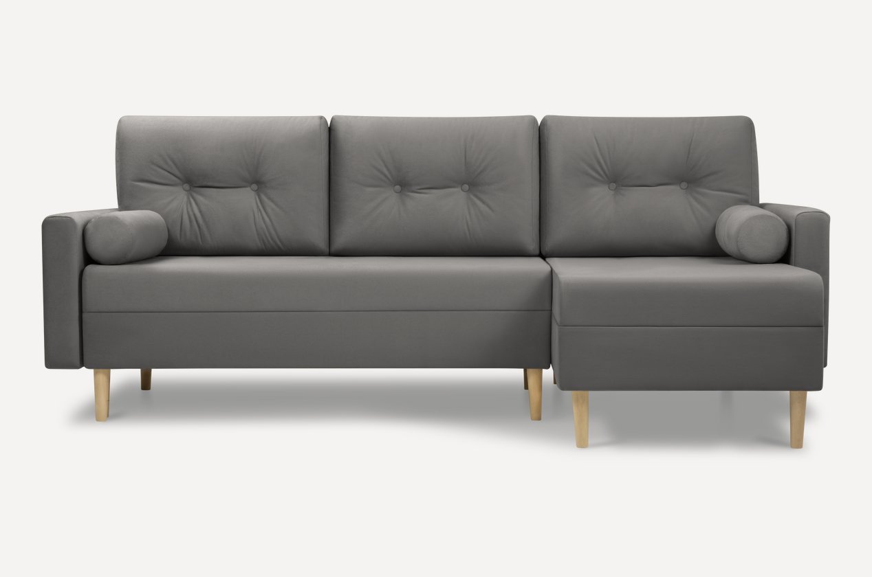 Угловой диван mebel.kz Диван угловой Нумо Velvet Grafit, 216х53 см, обивка велюр, графит