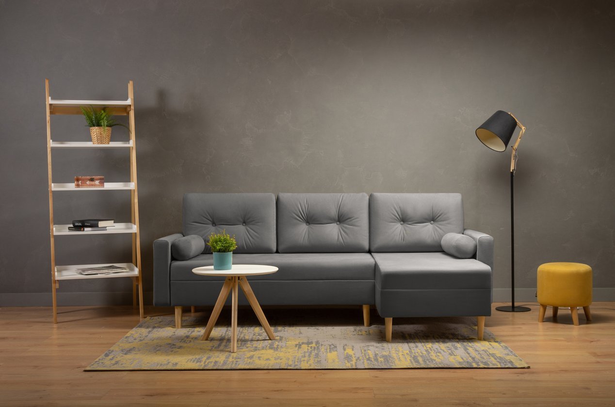 Угловой диван mebel.kz Диван угловой Нумо Velvet Grafit, 216х53 см, обивка велюр, графит купить,0