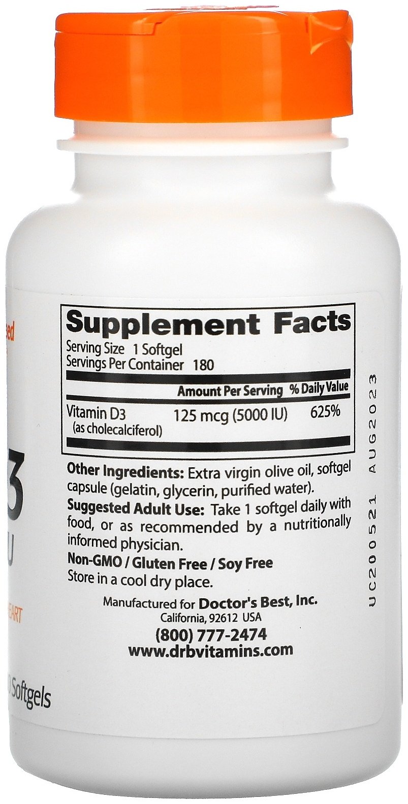Doctor's Best Vitamin D3 125 мкг 5000 IU капсулы 180 шт - ForteMarket Doctor's Best Vitamin D3 125 мкг 5000 IU капсулы 180 шт купить,0