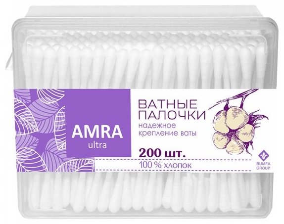 Amra ватные палочки Ultra 200 шт купить,NaN
