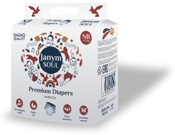 Подгузники Janym Soul Premium NB, 24 шт