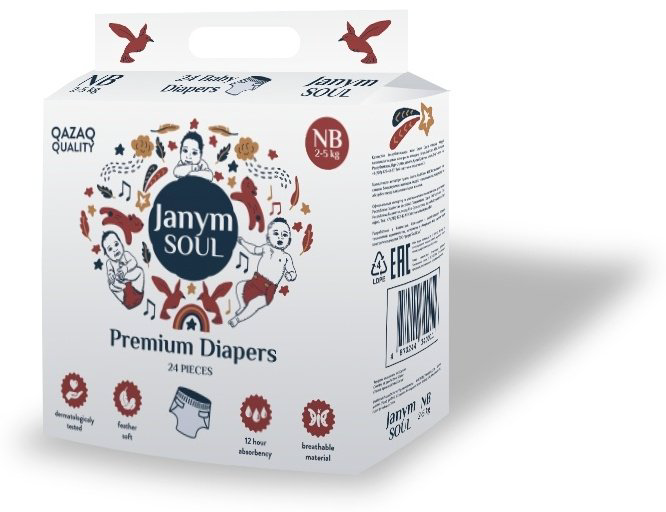 Подгузники Janym Soul Premium NB, 24 шт купить,NaN