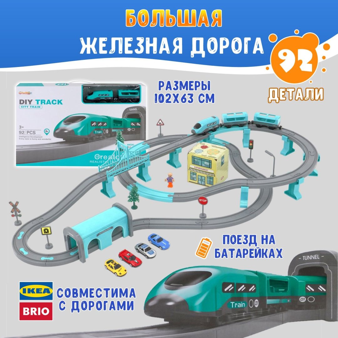 Железная дорога AU77049299, пластик, бирюзовый купить,0