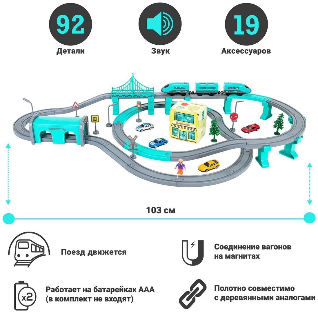 Железная дорога AU77049299, пластик, бирюзовый купить,0