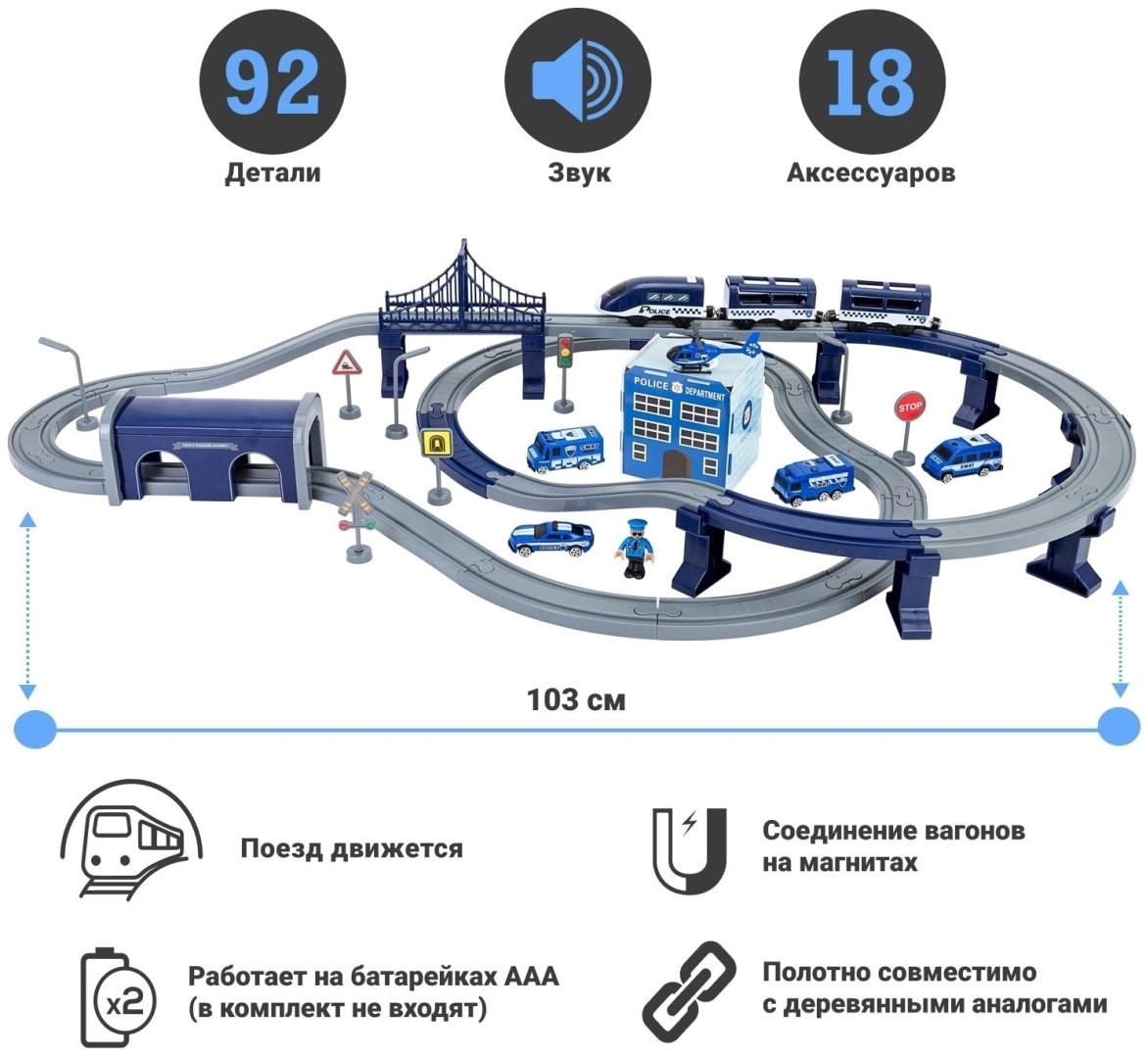 Железная дорога Givito Полицейский участок мультиколор