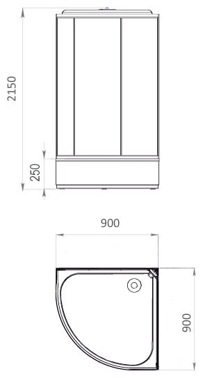 Душевая кабина KABINKA.KZ 307WG (215х90 см), средний поддон купить,0