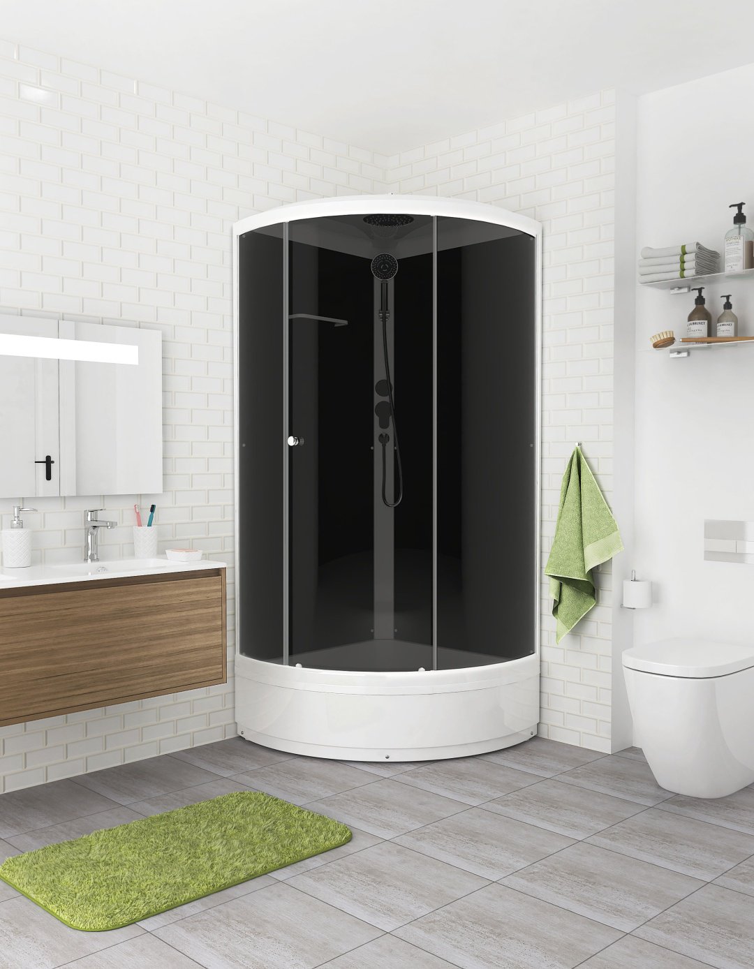 Душевая кабина KABINKA.KZ DS01Sm99MBM00-V1.2 (218х90 см), средний поддон купить,0