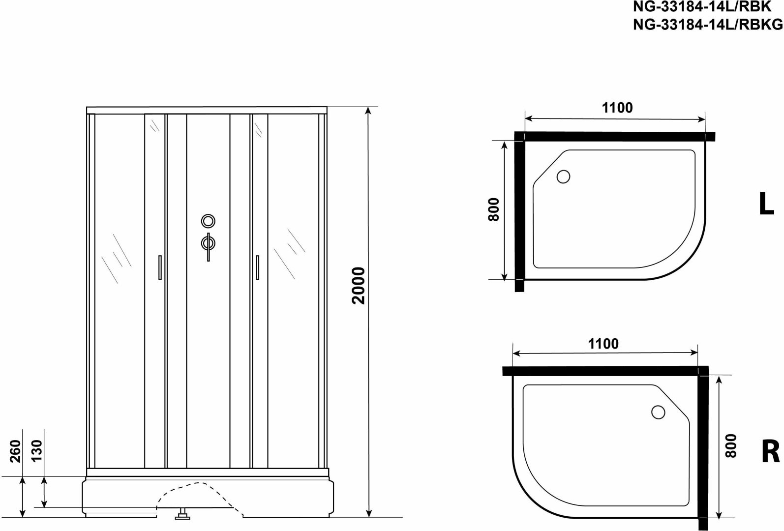 Душевая кабина Niagara NG-33184-14RBK (110 см х 215 см), средний поддон - ForteMarket Душевая кабина Niagara NG-33184-14RBK (110 см х 215 см), средний поддон купить,0