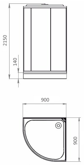 Душевая кабина KABINKA.KZ 304GG (215х90 см), низкий поддон купить,0
