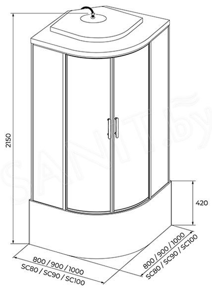 Душевая кабина KABINKA.KZ SC80CT (215х80 см), высокий поддон купить,NaN