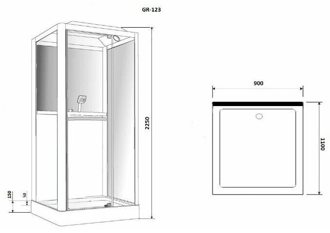 Душевая кабина Grossman GR123(R) (225 см х 90 см), низкий поддон купить,NaN