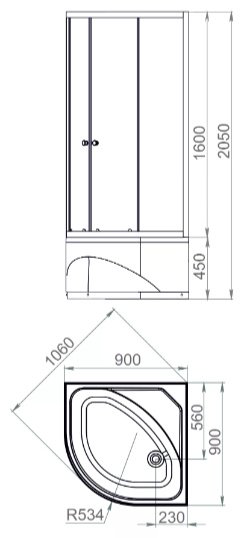 Душевая кабина KABINKA.KZ Eco Delight Slim (99) (204х90 см), высокий поддон купить,NaN
