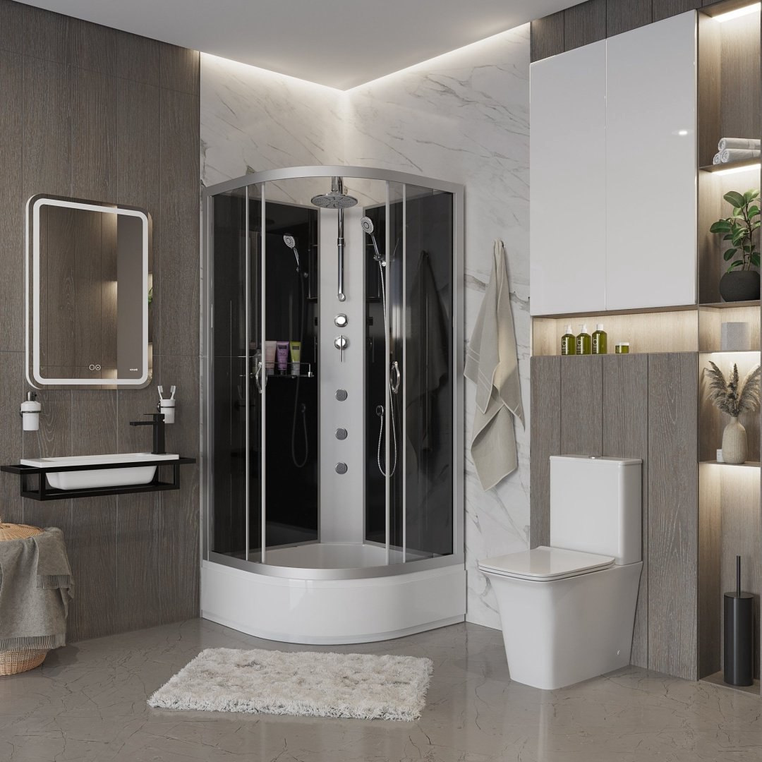 Душевая кабина Niagara NG-3503-14BKTG (210 см х 80 см), средний поддон купить,NaN