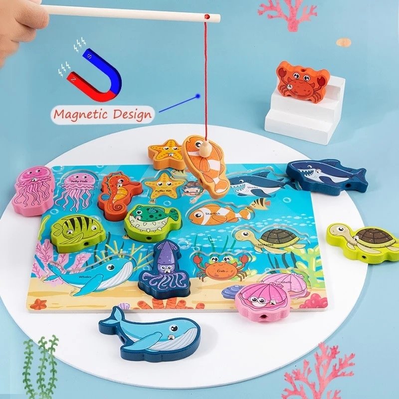 Обучающий набор Wooden Toys Рыбалка 4 в 1