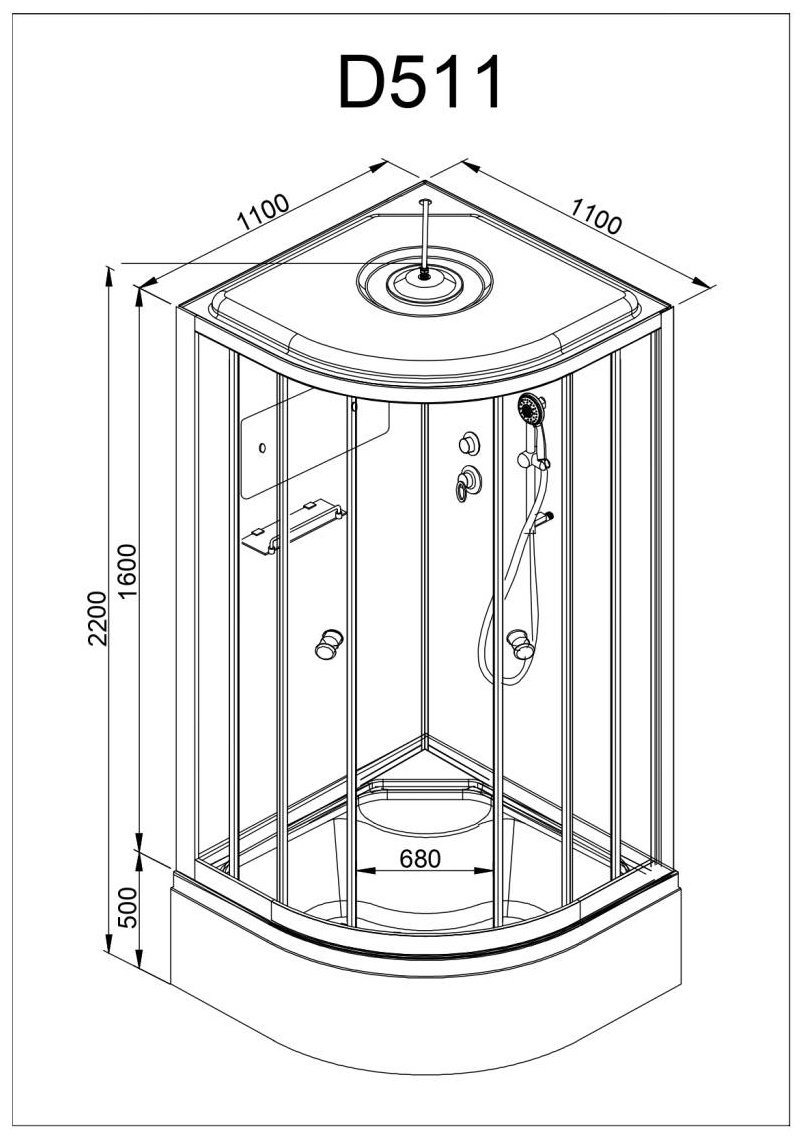 Душевая кабина KABINKA.KZ D511S с электрикой (220х110 см), высокий поддон
