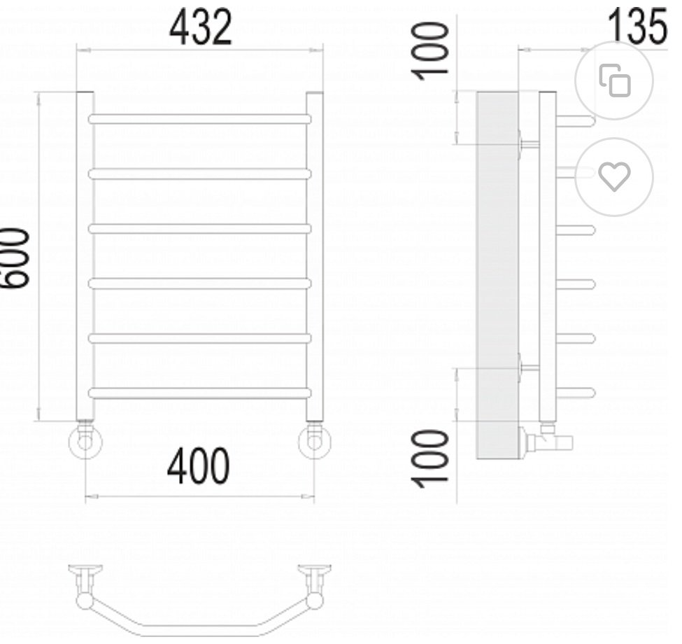 Полотенцесушитель TERMINUS водяной 4670078530066, лесенка 40x60 см купить,NaN