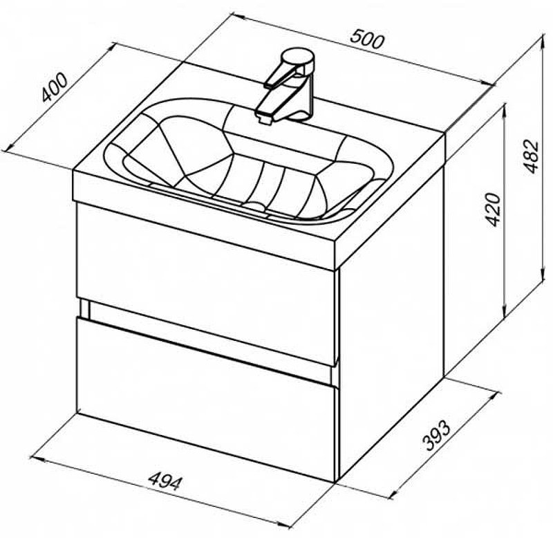 Тумба с раковиной KABINKA.KZ Беркли 50, 50x48.2x40 см, белый