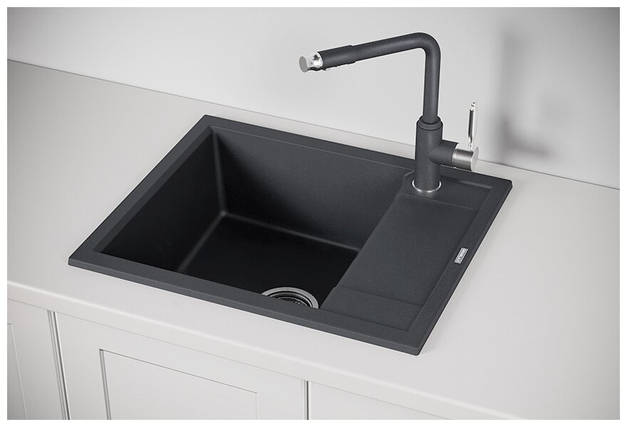 Кухонная мойка GRANULA 6002 врезная 60х50х20 см, кварцевый песок, тон шварц - ForteMarket Кухонная мойка GRANULA 6002 врезная 60х50х20 см, кварцевый песок, тон шварц купить,0