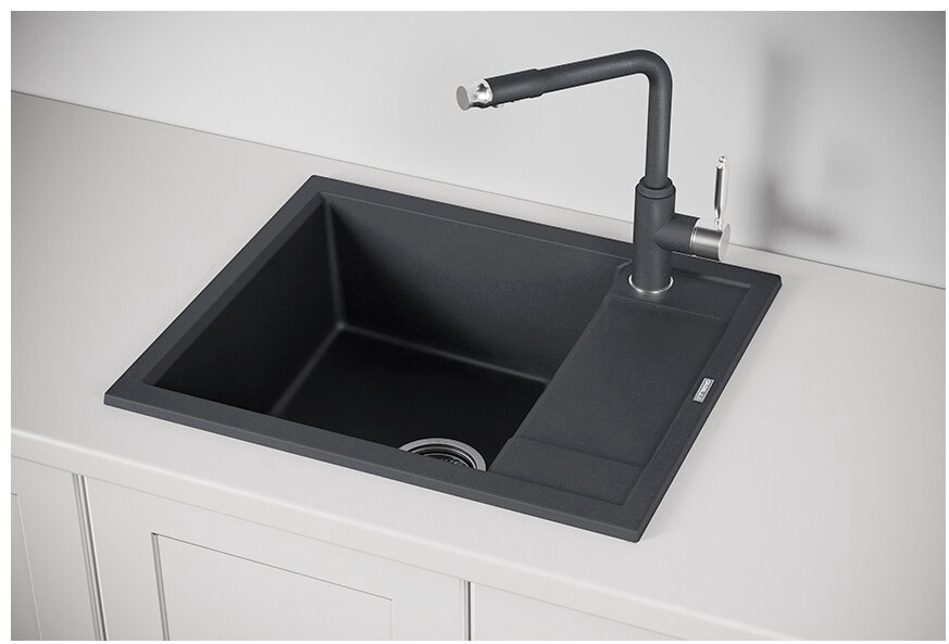 Кухонная мойка GRANULA 6002 врезная 60х50х20 см, кварцевый песок, тон шварц купить,245600