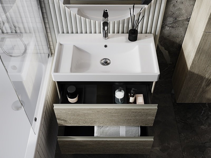 Тумба с раковиной Roca A857630512, 80x64.5x46 см, светло-коричневый