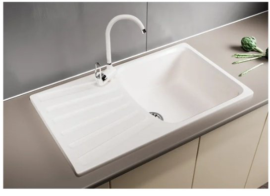 Кухонная мойка Mixline ML-GM-20 врезная 19х83х48 см, искусственный мрамор, тон белый купить,NaN