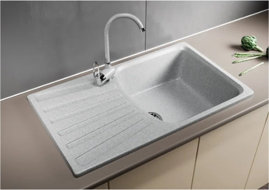 Кухонная мойка Mixline ML-GM-20 врезная 48х83х19 см, искусственный мрамор, тон серый купить,NaN