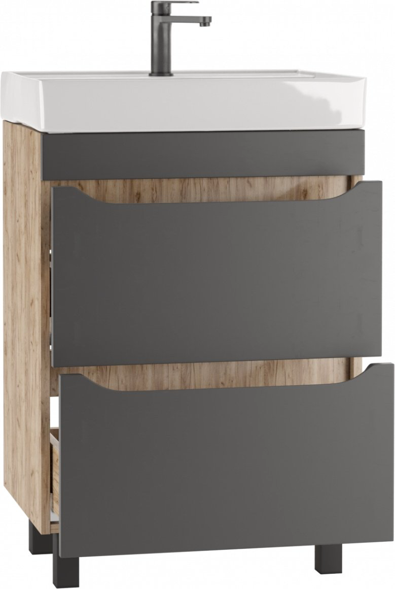 Тумба с раковиной KABINKA.KZ Енисей 60 Bruno, 57.5x79x43.5 см, коричневый, графит купить,NaN