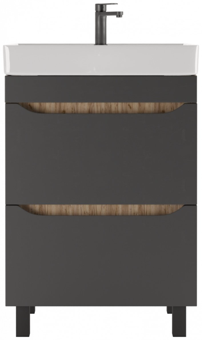 Тумба с раковиной KABINKA.KZ Енисей 60 Bruno, 57.5x79x43.5 см, коричневый, графит купить,NaN