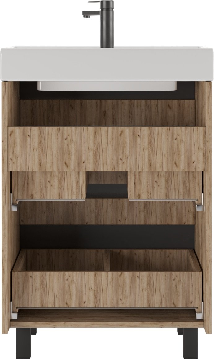 Тумба с раковиной KABINKA.KZ Енисей 60 Bruno, 57.5x79x43.5 см, коричневый, графит