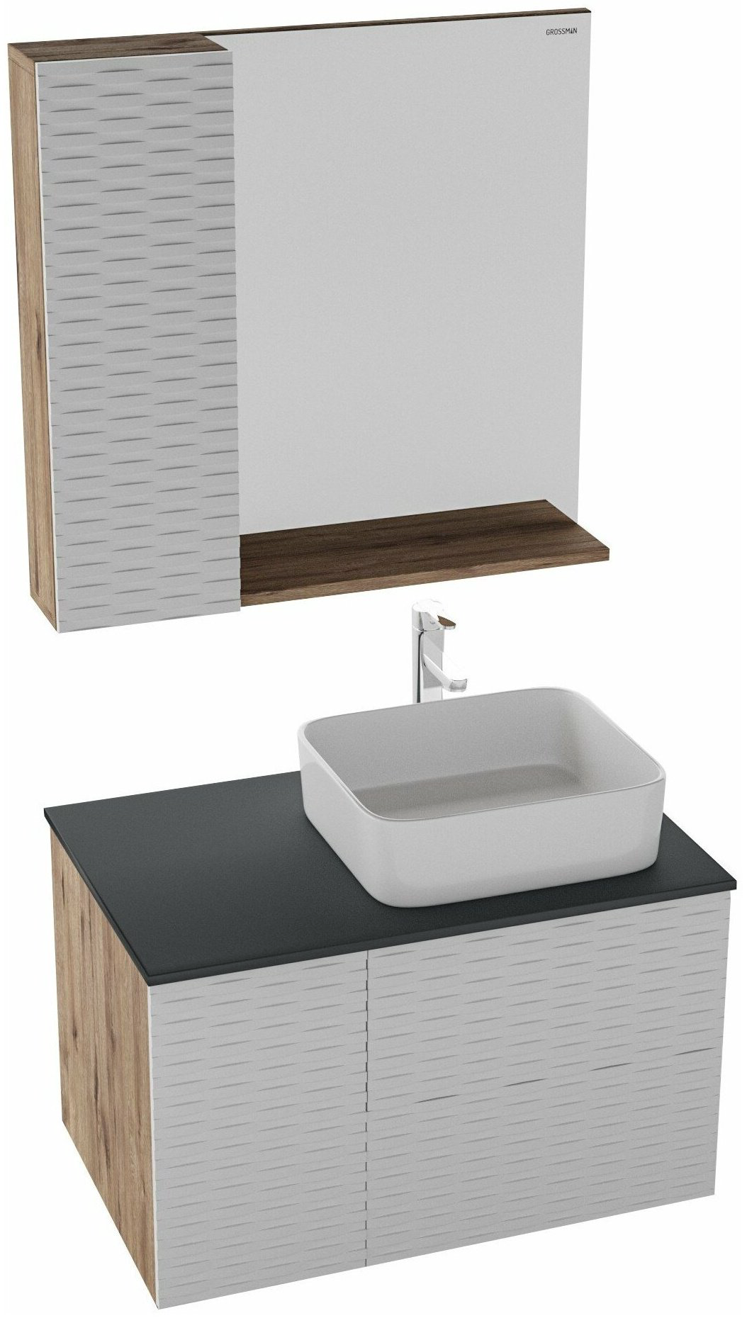 Тумба с раковиной Grossman АЛЬБА 80, 80x50x50 см, белый, коричневый - ForteMarket Тумба с раковиной Grossman АЛЬБА 80, 80x50x50 см, белый, коричневый купить,NaN