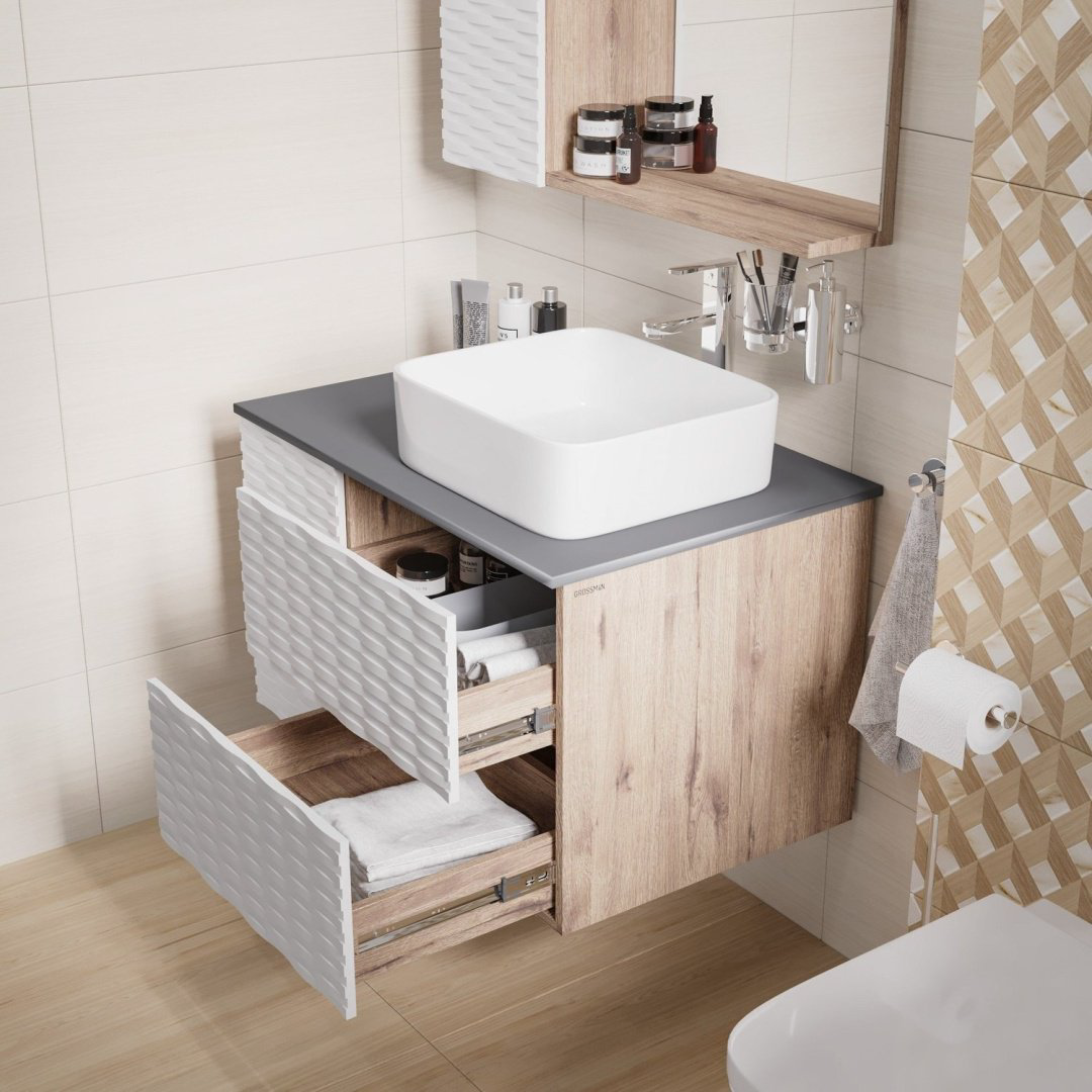 Тумба с раковиной Grossman АЛЬБА 80, 80x50x50 см, белый, коричневый - ForteMarket Тумба с раковиной Grossman АЛЬБА 80, 80x50x50 см, белый, коричневый купить,NaN