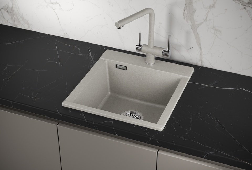 Кухонная мойка GRANULA ESTETICA ES-4701 накладная 47х50х22 см, кварцевый песок, тон базальт