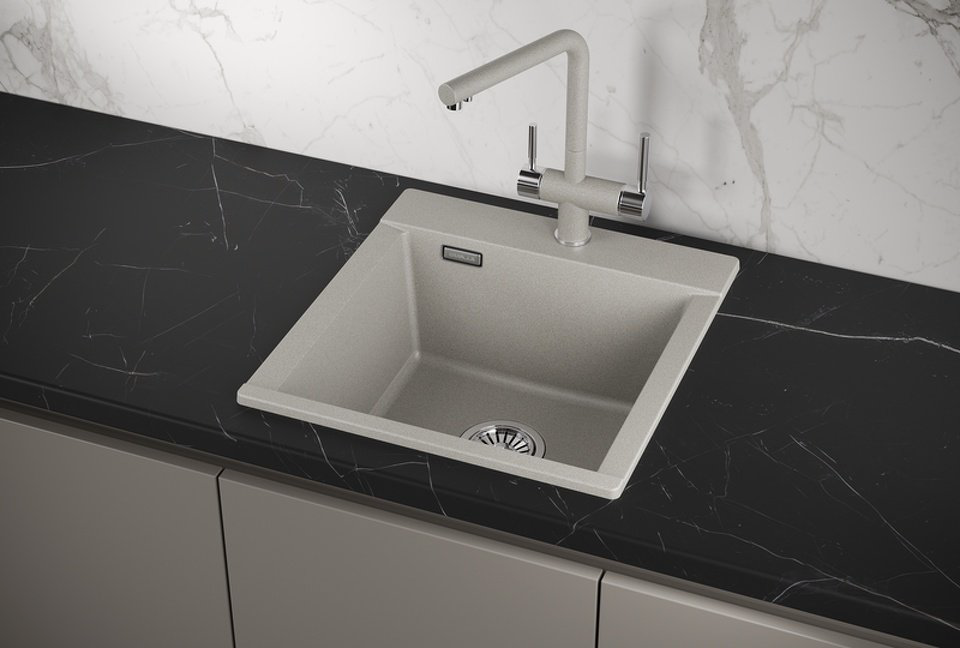 Кухонная мойка GRANULA ESTETICA ES-4701 накладная 47х50х22 см, кварцевый песок, тон базальт купить,NaN